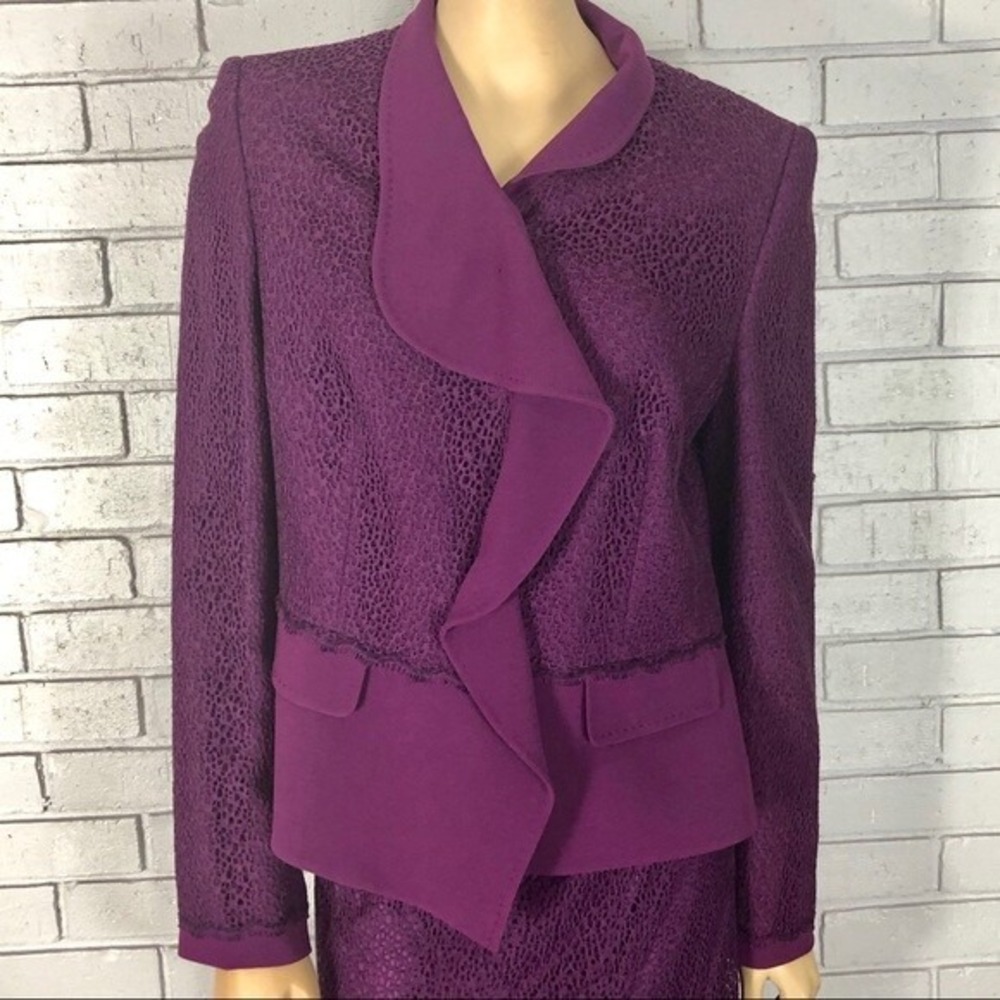 Escada Purple Ruffle Front Lace Peplum Jacket Old Money Statement NWT 40